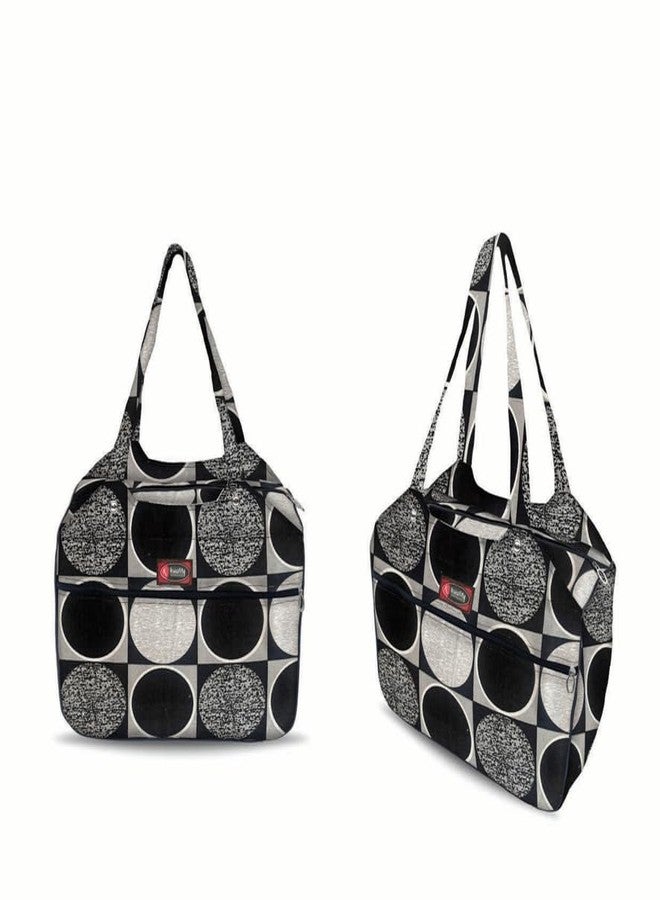 Temoli Handbag or Travel Bag for carrying things or also used as a office bag or college bag,Circle & Black,1 Pcs - Image 2